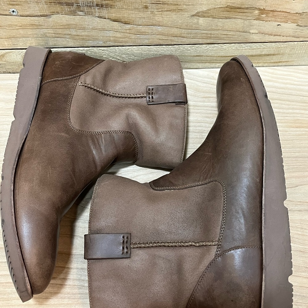 UGG Brown Leather Ankle Boots